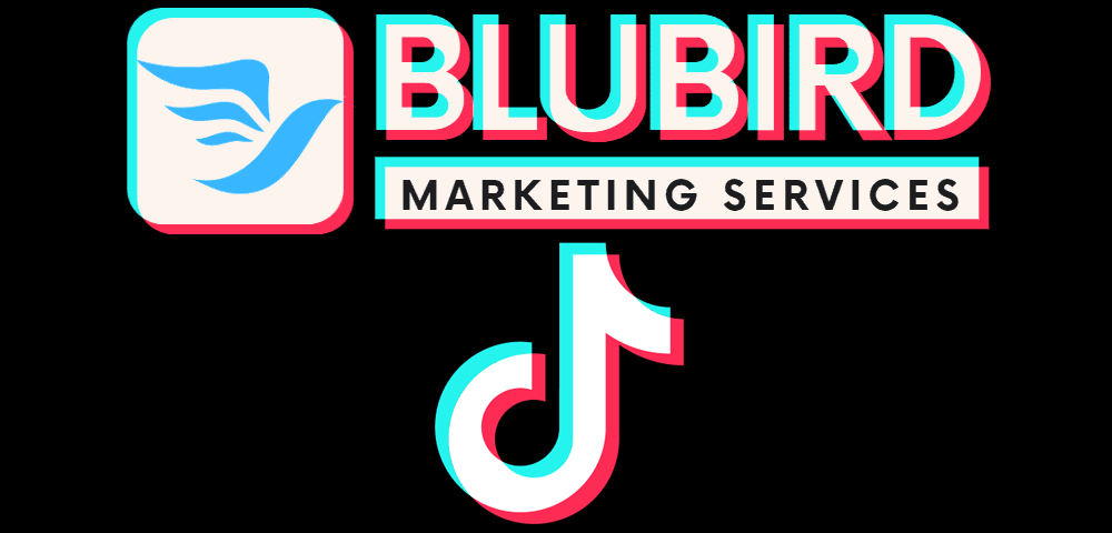 BluBird logo with TikTok effects and TikTok logo